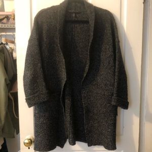 Collared Open Long Cardigan with Pockets
